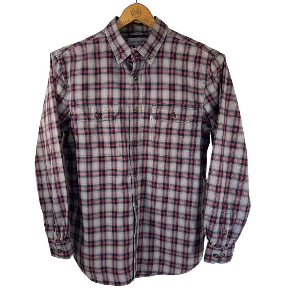 Carhartt Red Black Plaid Relaxed Fit Long Sleeve Button Up Shirt L